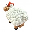 Statue Mouton Résine Blanc Tête Beige Cornes Spiralées Rouges 23 cm - 3