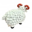 Statue Mouton Résine Blanc Cornes Spiralées Rouges Noires 23 cm - 1