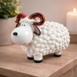 Statue Mouton Résine Blanc Cornes Spiralées Rouges Noires 23 cm - 3