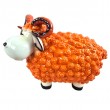 Statue Mouton Résine Orange Tête Blanche Cornes Spiralées Rayées 23 cm - 2
