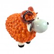 Statue Mouton Résine Orange Tête Blanche Cornes Spiralées Rayées 23 cm - 5