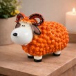 Statue Mouton Résine Orange Tête Blanche Cornes Spiralées Rayées 23 cm - 6