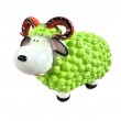 Statue Mouton Résine Vert Pomme Tête Blanche Cornes Spiralées 23 cm - 1