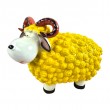Statue Mouton Résine Jaune Tête Blanche Cornes Spiralées 23 cm - 1