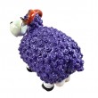 Statue Mouton Résine Violet Tête Blanche Cornes Spiralées 23 cm - 3