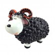 Statue Mouton Résine Noir Tête Blanche Cornes Spiralées 23 cm - 1