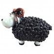 Statue Mouton Résine Noir Tête Blanche Cornes Spiralées 23 cm - 2