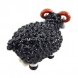 Statue Mouton Résine Noir Tête Blanche Cornes Spiralées 23 cm - 4