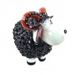 Statue Mouton Résine Noir Tête Blanche Cornes Spiralées 23 cm - 5