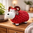 Mouton Résine Bordeaux 23cm Tête Blanche Cornes Spiralées Bélier - 6