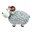 Statue Mouton Résine Argenté Tête Blanche Cornes Spiralées 23 cm - 2