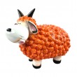 Statue Mouton Résine Orange Tête Blanche Cornes Droites 40 cm - 1