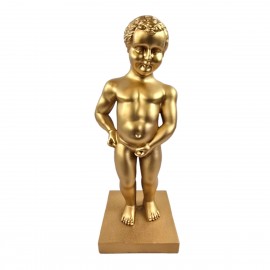 Statue Manneken Pis décorative résine dorée 35 cm