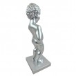 Statuette Manneken Pis décorative résine argentée 35 cm - 5