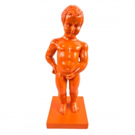 Statue Manneken Pis décorative résine orange 35 cm