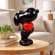 Statue Snoopy chien noir résine cœur rouge 30 cm - 5