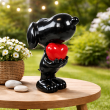 Statue Snoopy chien noir résine cœur rouge 30 cm - 6