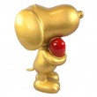 Statue Snoopy chien doré résine cœur rouge 30 cm - 2