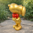 Statue Snoopy chien doré résine cœur rouge 30 cm - 6