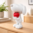 Statue Snoopy chien blanc résine cœur rouge 30 cm - 9