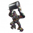 Statue gorille XXL résine splash multicolore tonneau 140 cm - 2