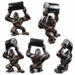 Statue gorille XXL résine splash multicolore tonneau 140 cm - 5