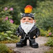 Nain de jardin punk rock résine casque pics crête 40 cm - 6