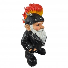 Nain de jardin punk rock XXL résine casque pics 70 cm