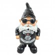 Statue nain de jardin biker XXL en résine noire avec lunettes 70 cm - 1