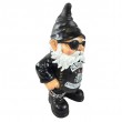 Statue nain de jardin biker XXL en résine noire avec lunettes 70 cm - 2