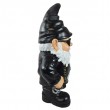 Statue nain de jardin biker XXL en résine noire avec lunettes 70 cm - 3