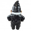 Statue nain de jardin biker XXL en résine noire avec lunettes 70 cm - 4
