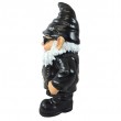 Statue nain de jardin biker XXL en résine noire avec lunettes 70 cm - 5