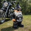 Statue nain de jardin biker XXL en résine noire avec lunettes 70 cm - 7