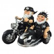 Statue duo nains bikers moto side-car en résine 40 cm - 1
