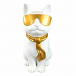 Statue chat blanc avec lunettes dorées et cravate en résine 60 cm - 2