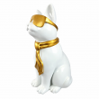 Statue chat blanc avec lunettes dorées et cravate en résine 60 cm - 3