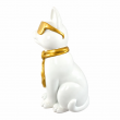 Statue chat blanc avec lunettes dorées et cravate en résine 60 cm - 4