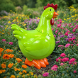 Statue en résine poule/coq vert pomme avec crête rouge 40 cm - 6
