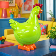 Statue en résine poule/coq vert pomme avec crête rouge 40 cm - 7
