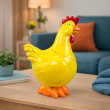 Statue en résine poule/coq jaune avec crête rouge 40 cm - 7