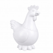 Statue en r&eacute;sine poule/coq blanc monochrome 40 cm