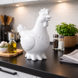 Statue en résine poule/coq blanc monochrome 40 cm - 5