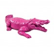 Statue en résine crocodile rose fuchsia 42 cm - 4