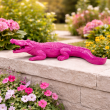Statue en résine crocodile rose fuchsia 42 cm - 7