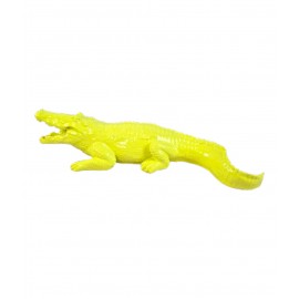 Statue en résine crocodile jaune citron brillant 42 cm