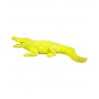Statue en r&eacute;sine crocodile jaune citron brillant 42 cm