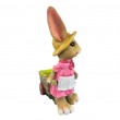Statue lapin jardinière en résine rose et beige 45 cm avec brouette - 4