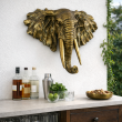 Tête éléphant murale en résine bronze antique 40 cm avec défenses - 5