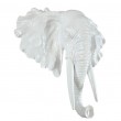 Statue tête éléphant murale en résine blanche brillante 40 cm - 2